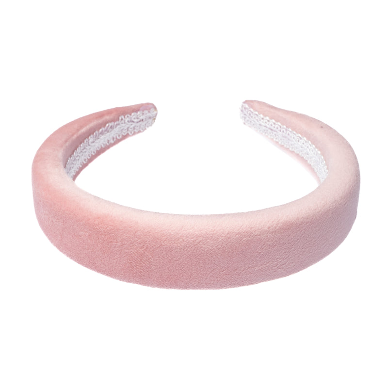 VELVET HAIR BAND BROAD LIGHT ROSE