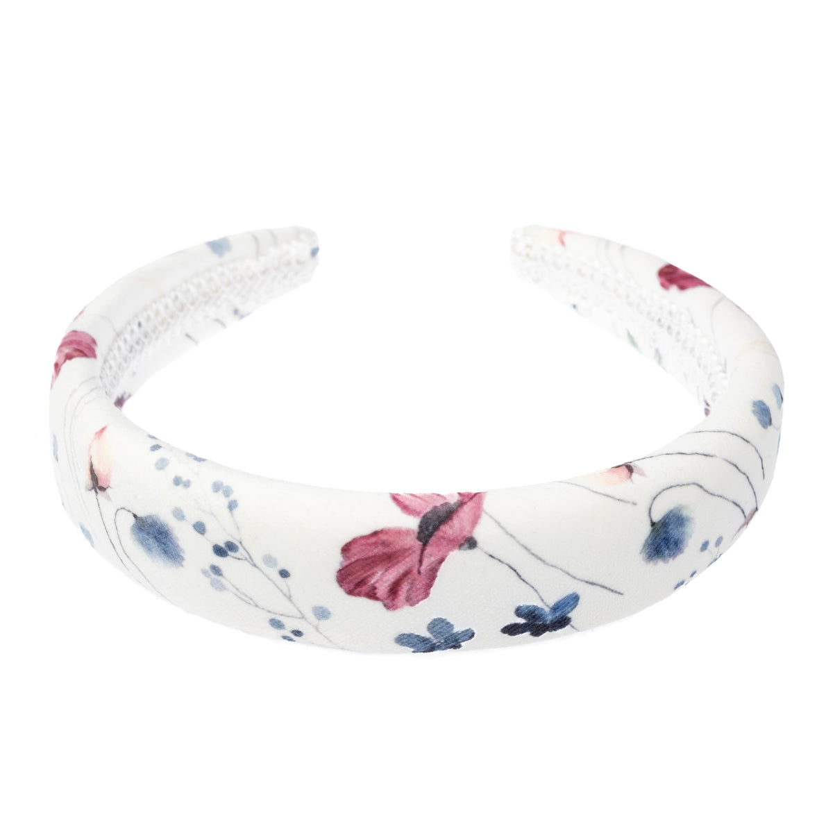 VELVET HAIR BAND BROAD MULTICOLOR FLOWER PATTERN