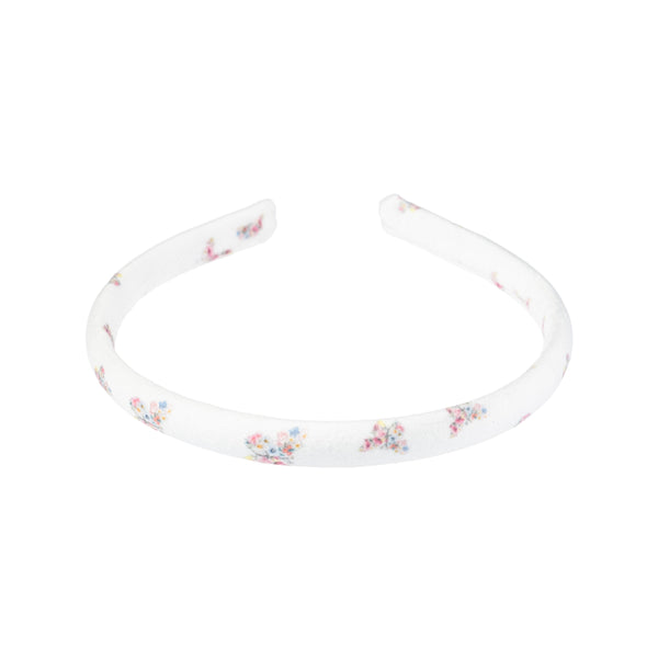 VELVET HAIR BAND THIN OFF WHITE BUTTERFLY PATTERN
