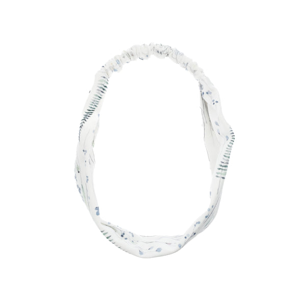 VELVET HEADBAND BLUE TONES FLOWER PATTERN