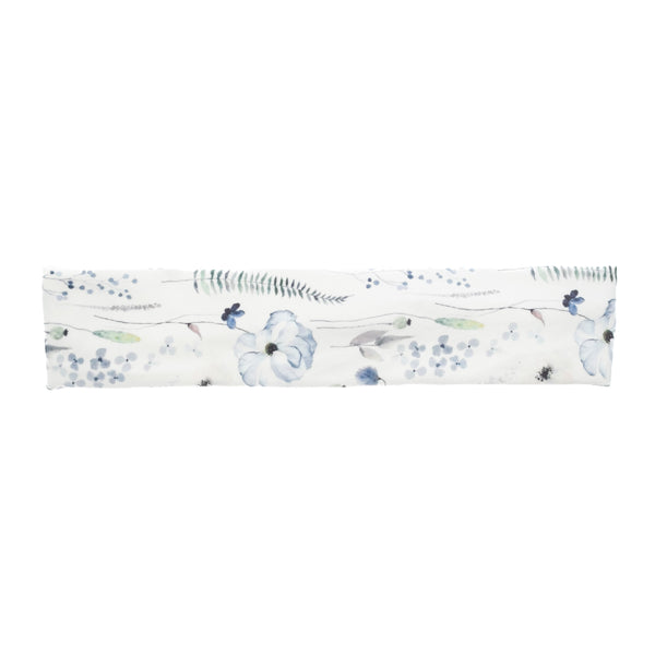 VELVET HEADBAND BLUE TONES FLOWER PATTERN