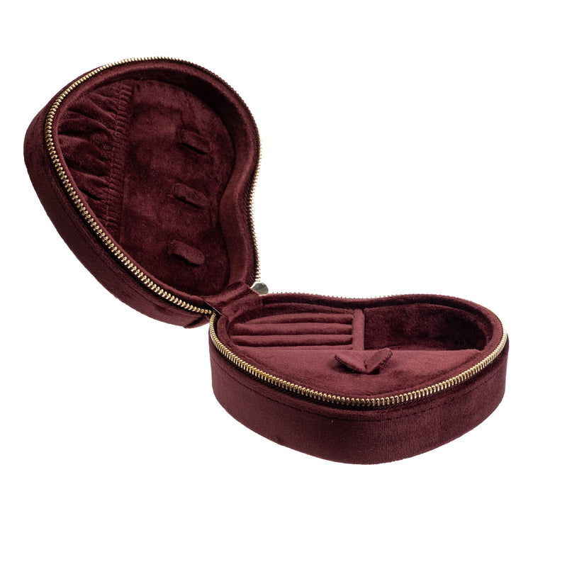 VELVET HEART JEWELLERY BOX MAROON
