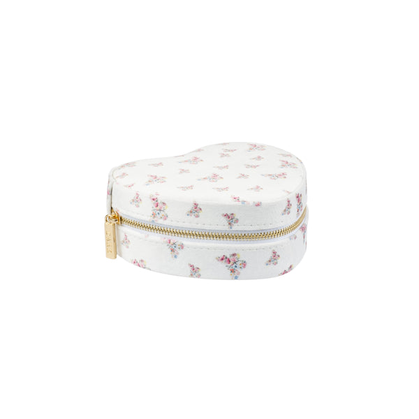 VELVET HEART JEWELLERY BOX OFF WHITE BUTTERFLY PATTERN