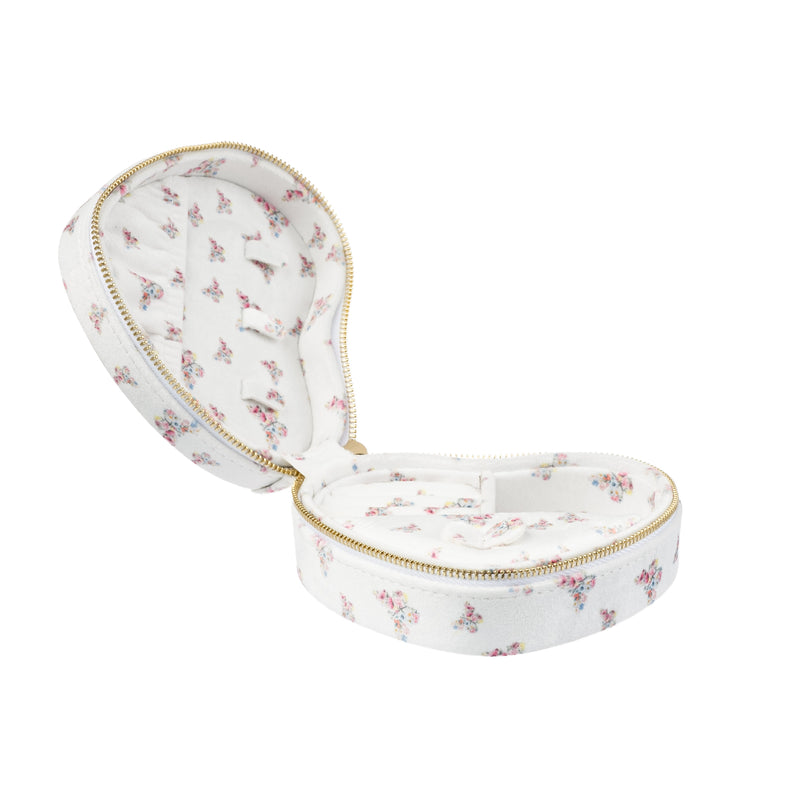 VELVET HEART JEWELLERY BOX OFF WHITE BUTTERFLY PATTERN