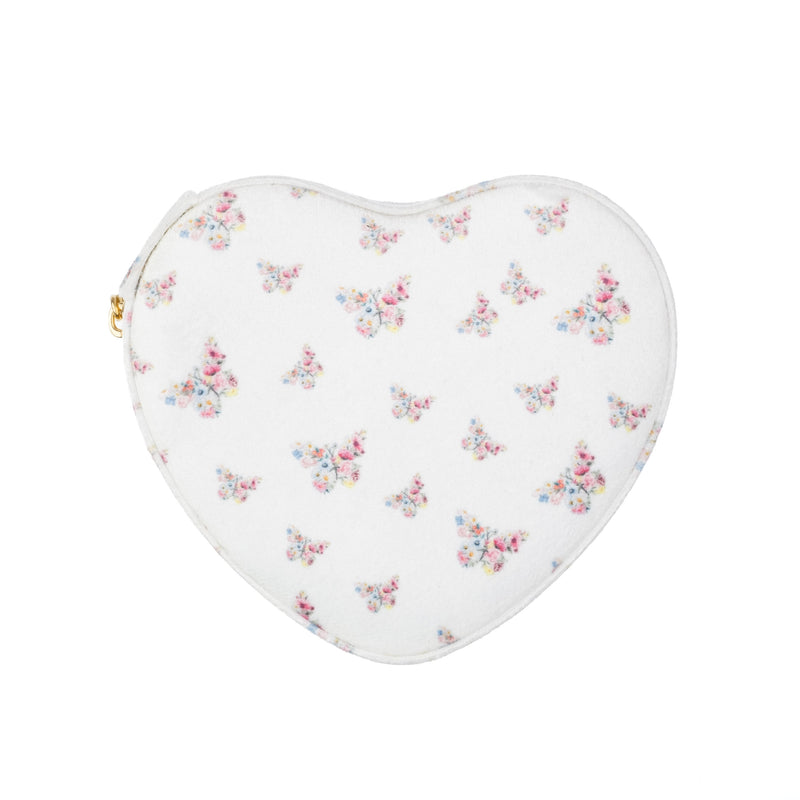 VELVET HEART JEWELLERY BOX OFF WHITE BUTTERFLY PATTERN