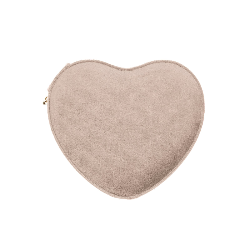 VELVET HEART JEWELLERY BOX WARM TAUPE