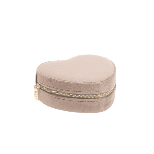 VELVET HEART JEWELLERY BOX WARM TAUPE