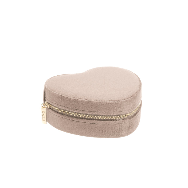 VELVET HEART JEWELLERY BOX WARM TAUPE