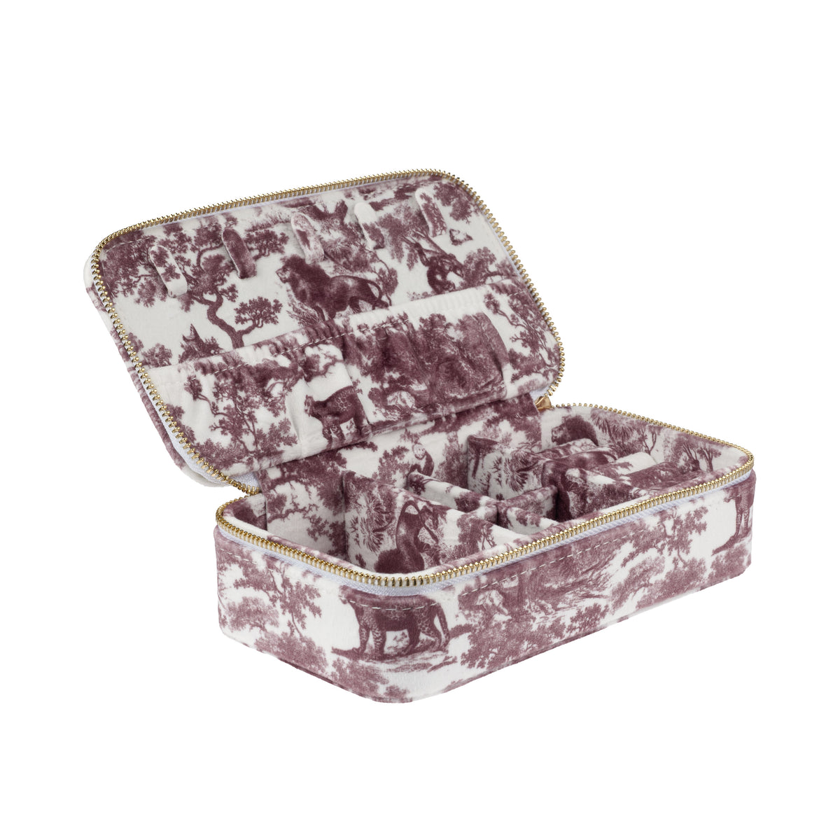 VELVET JEWELLERY BOX BORDEAUX SAVANNAH PATTERN