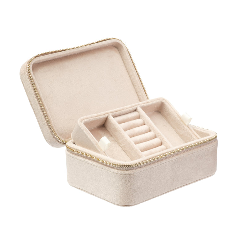 VELVET JEWELLERY BOX DARK SAND