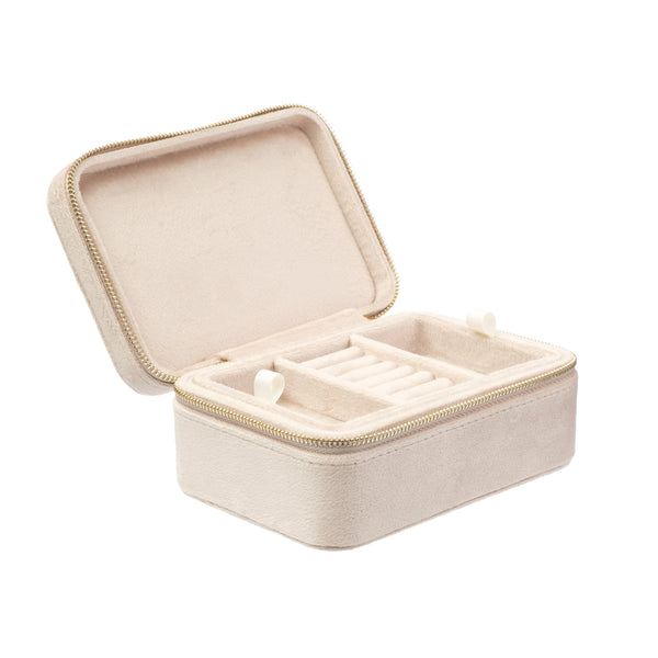 VELVET JEWELLERY BOX DARK SAND