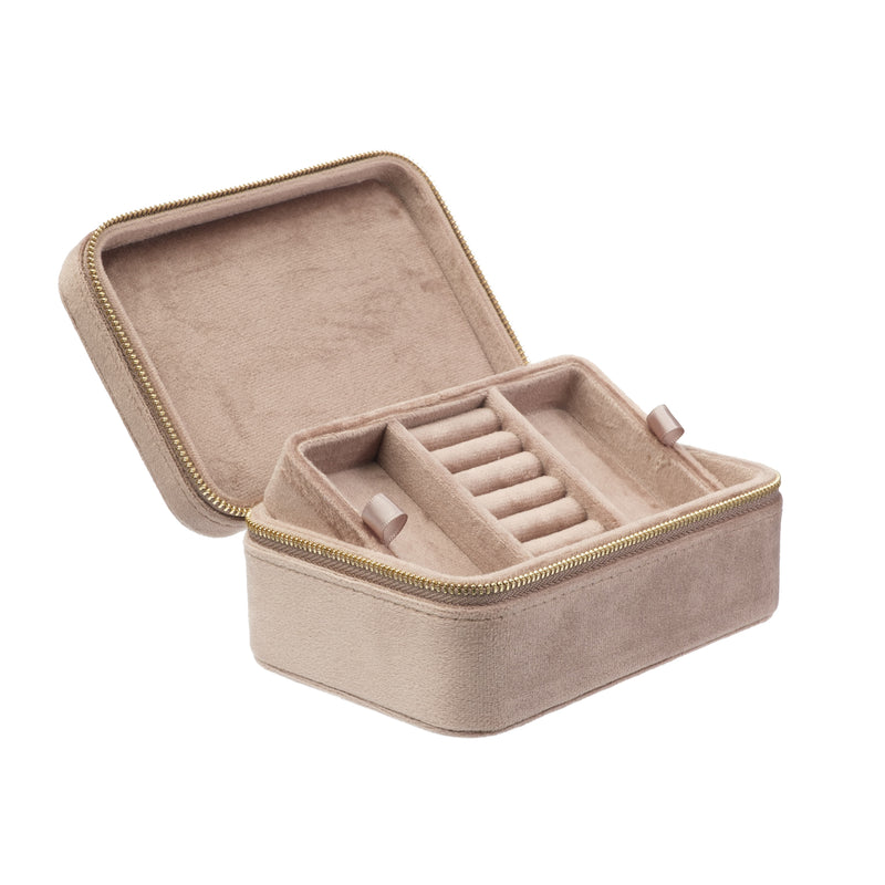 VELVET JEWELLERY BOX WARM TAUPE