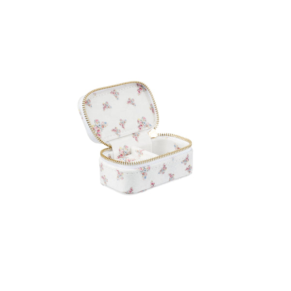 VELVET JEWELLERY BOX MICRO OFF WHITE BUTTERFLY PATTERN