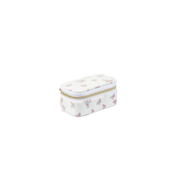 VELVET JEWELLERY BOX MICRO OFF WHITE BUTTERFLY PATTERN