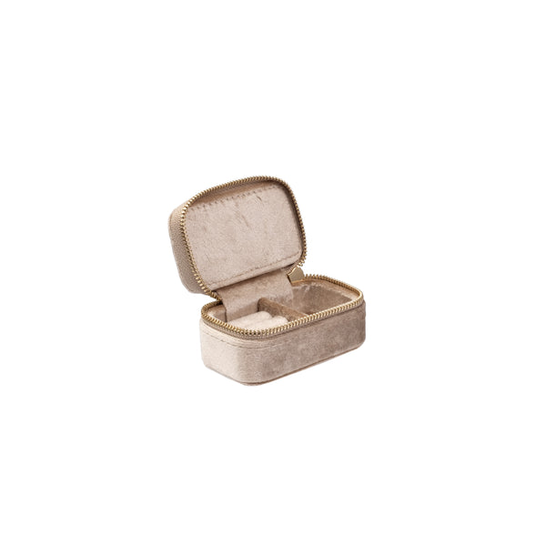 VELVET JEWELLERY BOX MICRO SPARKLED CHAMPAGNE