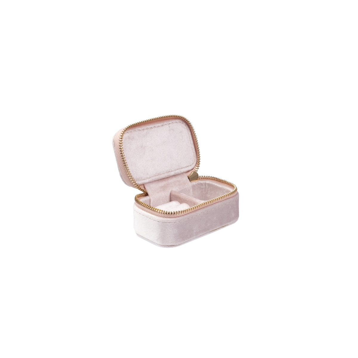 VELVET JEWELLERY BOX MICRO SPARKLED PALE ROSE