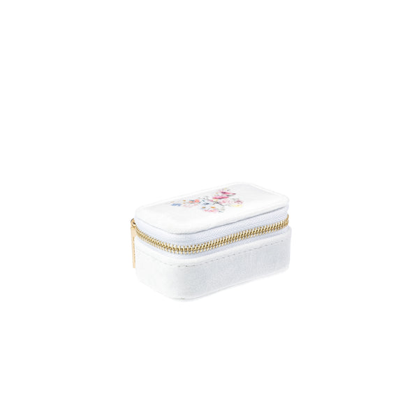VELVET JEWELLERY BOX MICRO OFF WHITE W/BUTTERFLY