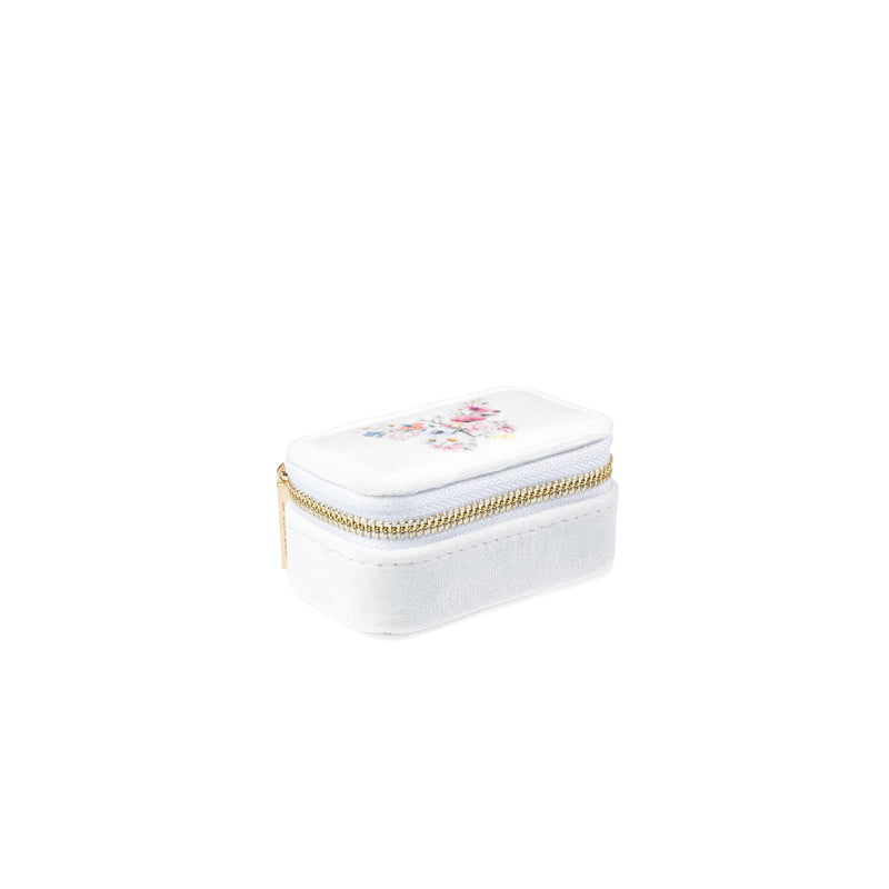 VELVET JEWELLERY BOX MICRO OFF WHITE W/BUTTERFLY