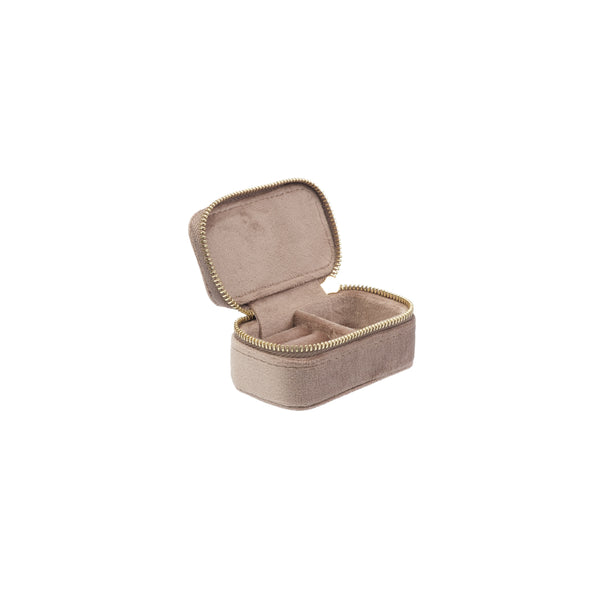 VELVET JEWELLERY BOX MICRO WARM TAUPE
