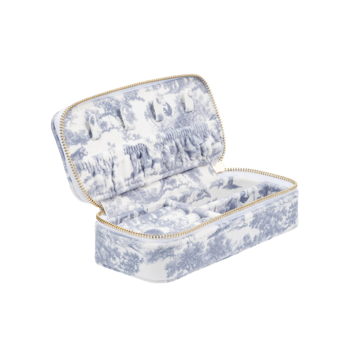 VELVET JEWELLERY BOX MINI COUNTRY BLUE SAVANNAH PATTERN