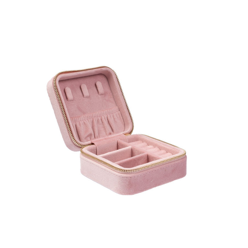 VELVET JEWELLERY BOX MINI LIGHT ROSE