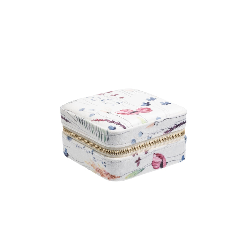 VELVET JEWELLERY BOX MULTICOLOR FLOWER PATTERN