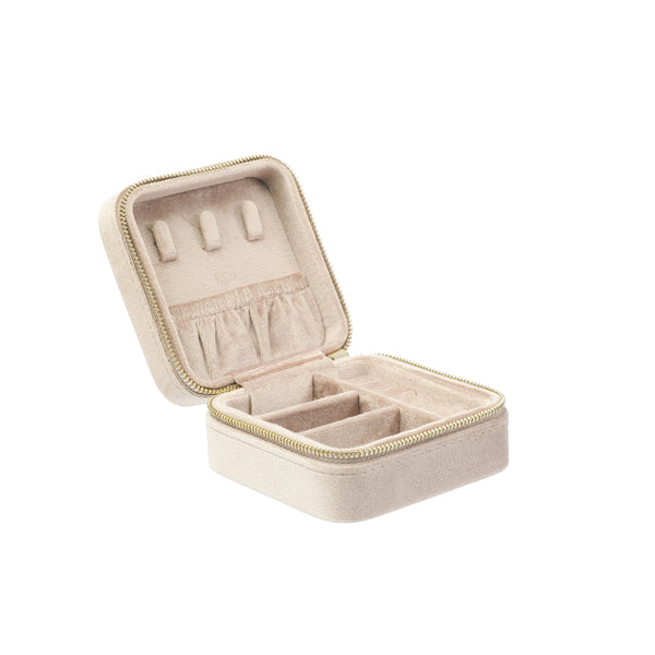 VELVET JEWELLERY BOX MINI DARK SAND