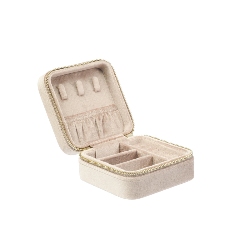 VELVET JEWELLERY BOX MINI DARK SAND