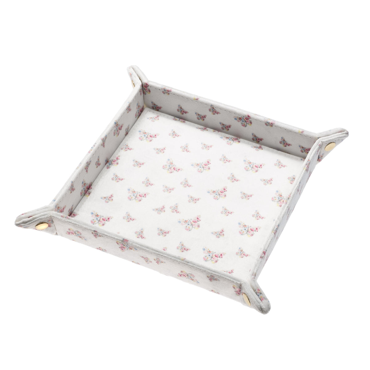 VELVET JEWELLERY TRAY MEDIUM OFF WHITE BUTTERFLY PATTERN