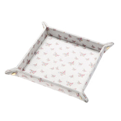 VELVET JEWELLERY TRAY MEDIUM OFF WHITE BUTTERFLY PATTERN