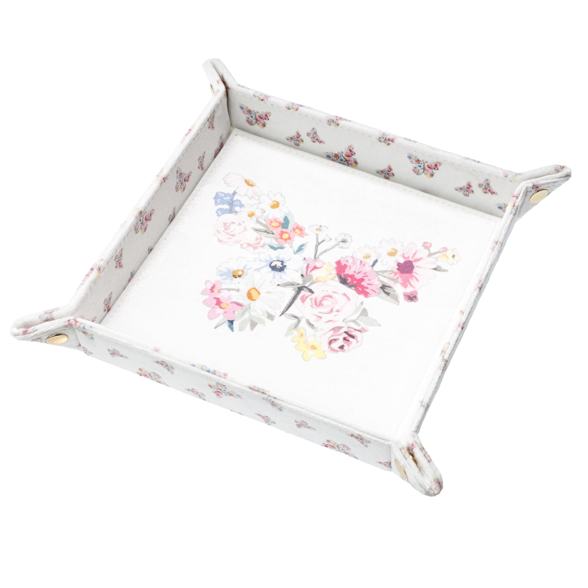 VELVET JEWELLERY TRAY MEDIUM OFF WHITE W/BUTTERFLY