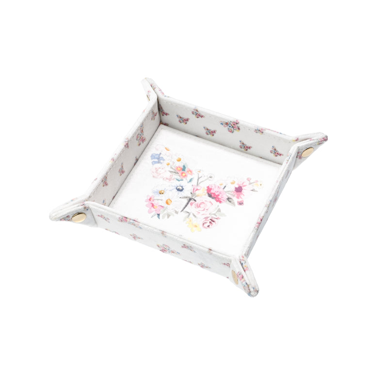 VELVET JEWELLERY TRAY SMALL OFF WHITE W/BUTTERFLY