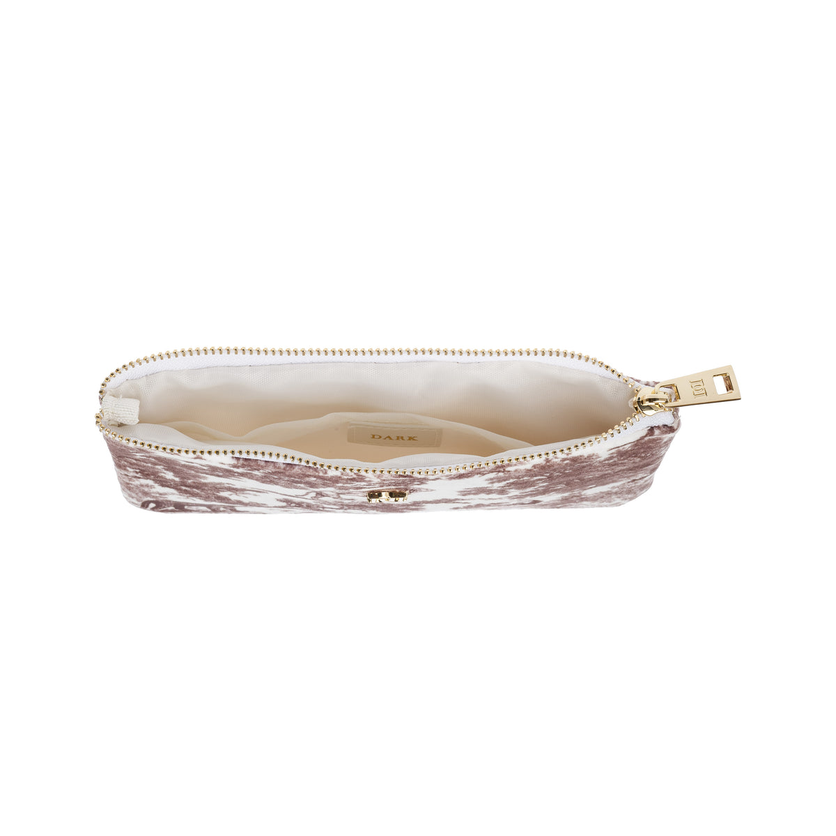 VELVET MIDI POUCH CHOCOLATE BROWN SAVANNAH PATTERN