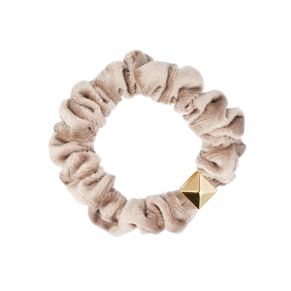 VELVET MINI SCRUNCHIE DARK SAND