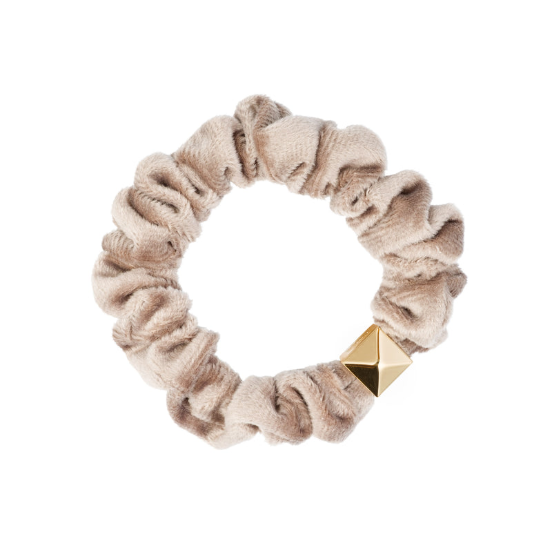 VELVET MINI SCRUNCHIE DARK SAND