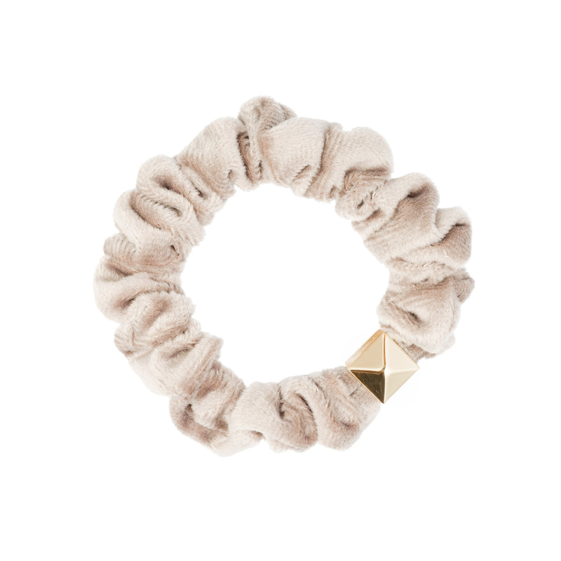 VELVET MINI SCRUNCHIE DARK SAND