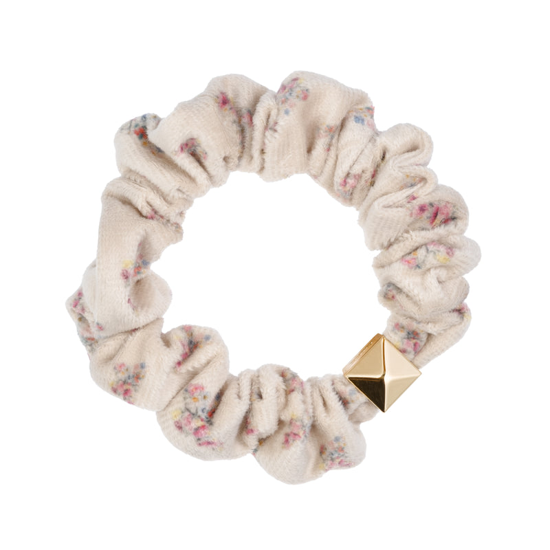 VELVET MINI SCRUNCHIE SAND BUTTERFLY PATTERN