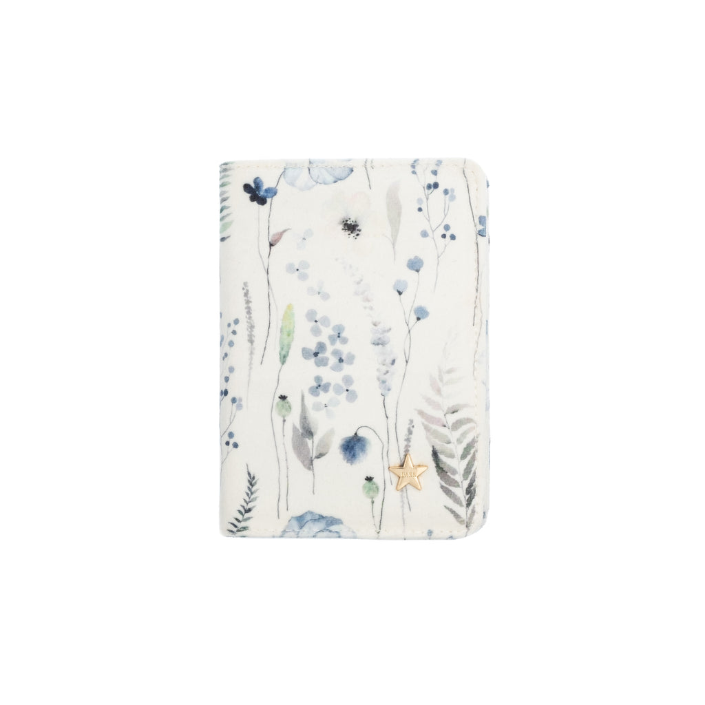 VELVET PASSPORT COVER BLUE TONES FLOWER PATTERN VELVET PASSPORT COVER BLUE TONES FLOWER PATTERN