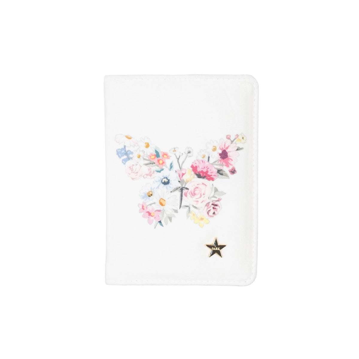 VELVET PASSPORT COVER OFF WHITE W/BUTTERFLY