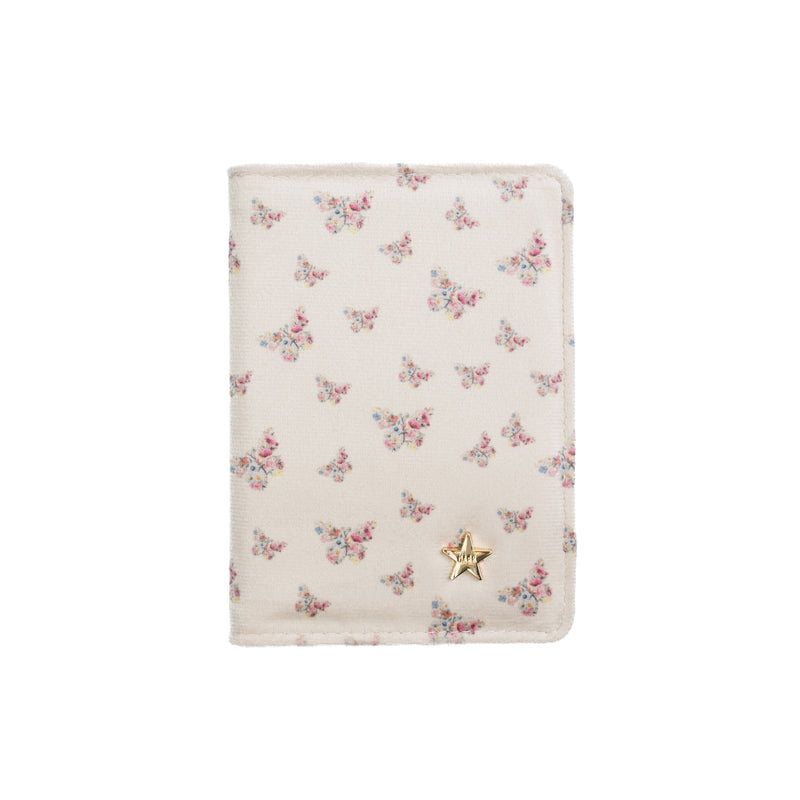 VELVET PASSPORT COVER SAND BUTTERFLY PATTERN