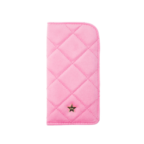 VELVET QUILTED EYEWEAR CASE BUBBLEGUM PINK