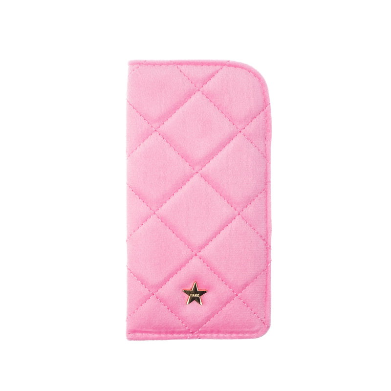 VELVET QUILTED EYEWEAR CASE BUBBLEGUM PINK