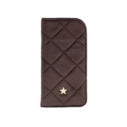 VELVET QUILTED EYEWEAR CASE CHOCOLATE BROWN