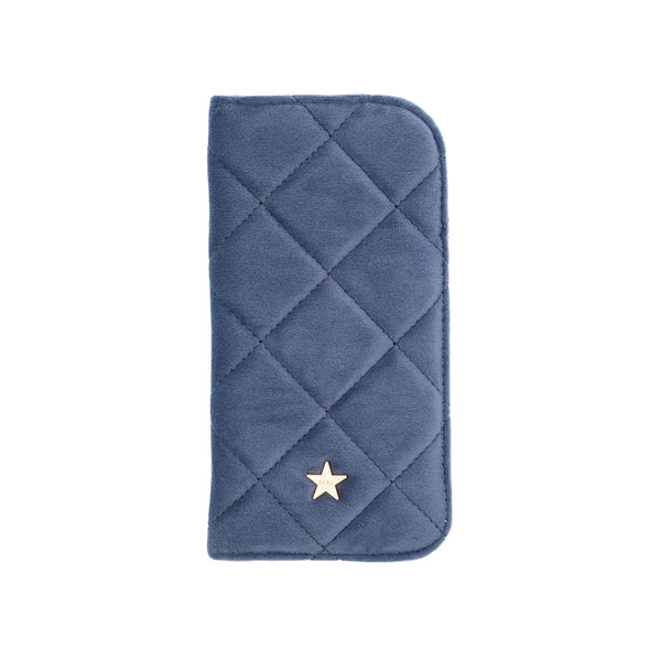 VELVET QUILTED EYEWEAR CASE GRISALLE BLUE