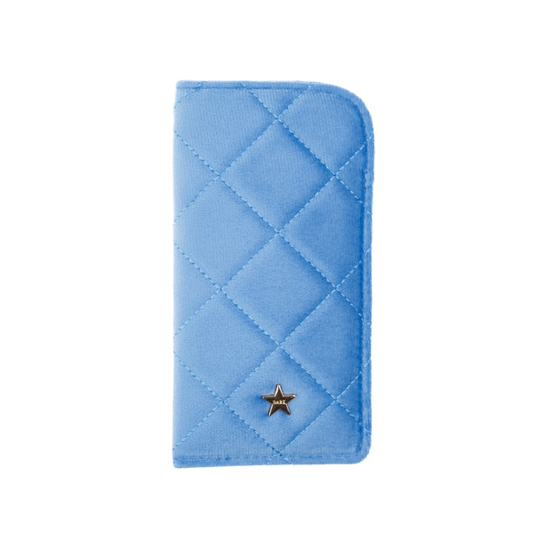 VELVET QUILTED EYEWEAR CASE IBIZA BLUE