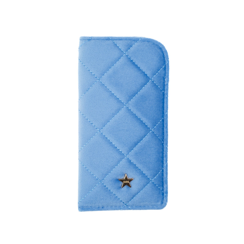 VELVET QUILTED EYEWEAR CASE IBIZA BLUE