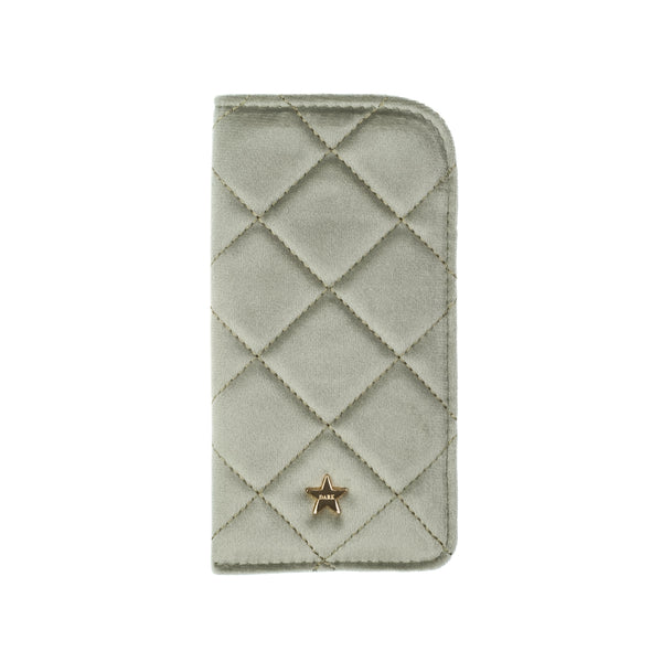 VELVET QUILTED EYEWEAR CASE MILIEU GREEN