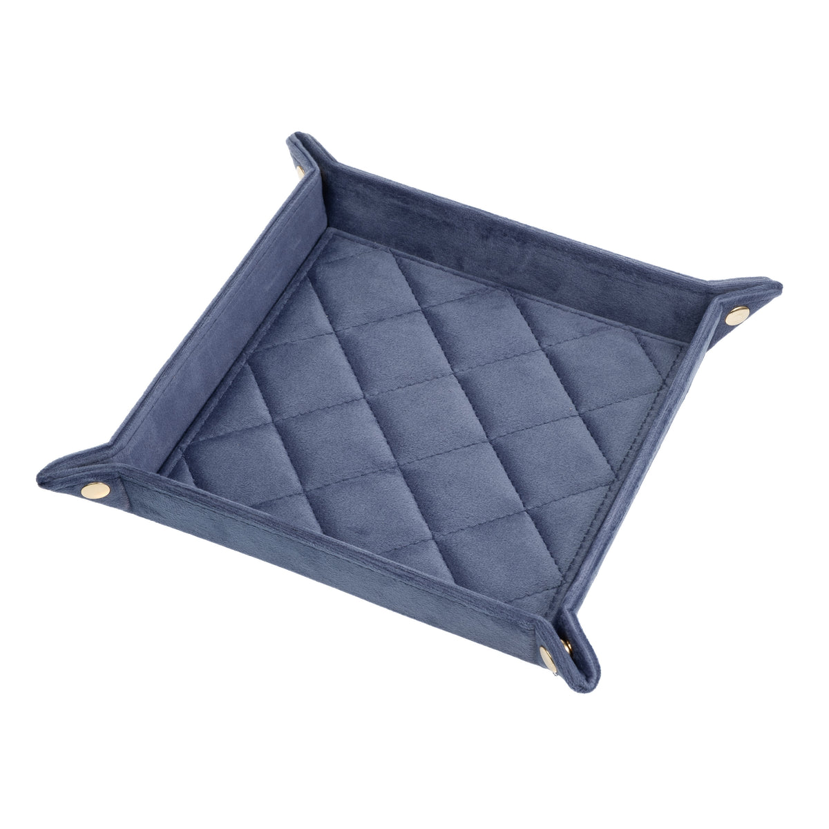 VELVET QUILTED JEWELLERY TRAY MEDIUM GRISALLE BLUE