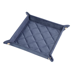 VELVET QUILTED JEWELLERY TRAY MEDIUM GRISALLE BLUE