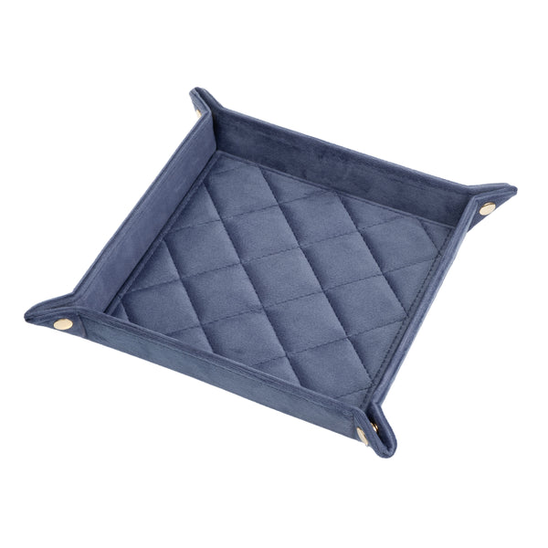 VELVET QUILTED JEWELLERY TRAY MEDIUM GRISALLE BLUE